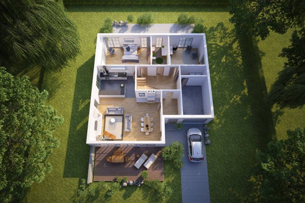 3d rendering of a 3d floor plan of a single family house